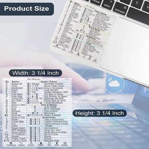 تصميم YINOVEEN لملصق اختصار لوحة المفاتيح لنظام Apple Mac OS لعام 2023-2008 (13-16 بوصة) MacBook Pro 13/14 /15/16 /MacBook Air 13 M1، ملصق اختصار MacBook، iMac 21 24 27 ملصق اختصار in Saudi Arabia