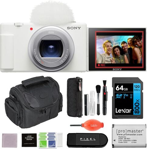 Sony ZV-1 II Vlog Camera Bundle for Content Creators and Vloggers (Black) with 64GB SD Card, Gadget Bag & More in Saudi Arabia