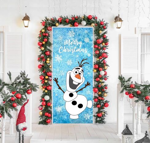 عيد الميلاد ثلج غطاء الباب عيد الميلاد باب الزينة ثلج أولاف غطاء الباب عيد الميلاد الشتاء الثلج خلفية غطاء الباب للباب الأمامي في الهواء الطلق داخلي المنزل ديكور عيد الميلاد in Kuwait