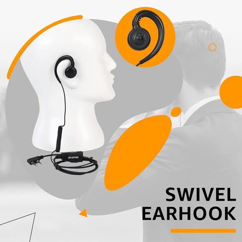 سماعة أذن دوارة Retevis مع ميكروفون 2 دبوس، أنبوب ملفوف، متوافق مع RT22 RT21 H-777 RT68 H-777S RT22S راديو ثنائي الاتجاه، خطاف أذن ناعم على شكل حرف C في اتجاهين (عبوة واحدة) in Saudi Arabia
