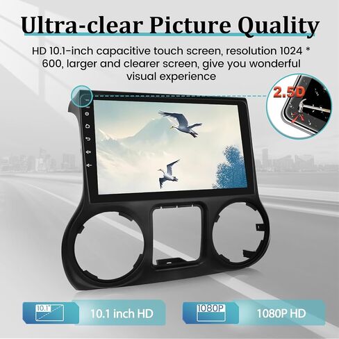 [2+64G] Android Car Radio for Jeep Wrangler 2011-2014 with Apple Carplay and Android Auto - 10.1 Inch Touchscreen Car Stereo Support GPS WiFi Bluetooth FM RDS + AHD Backup Camera + Mic in Kuwait