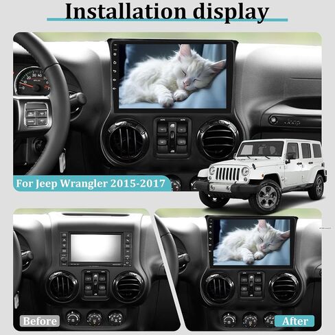 [2+64G] Android Car Radio for Jeep Wrangler 2011-2014 with Apple Carplay and Android Auto - 10.1 Inch Touchscreen Car Stereo Support GPS WiFi Bluetooth FM RDS + AHD Backup Camera + Mic in Kuwait