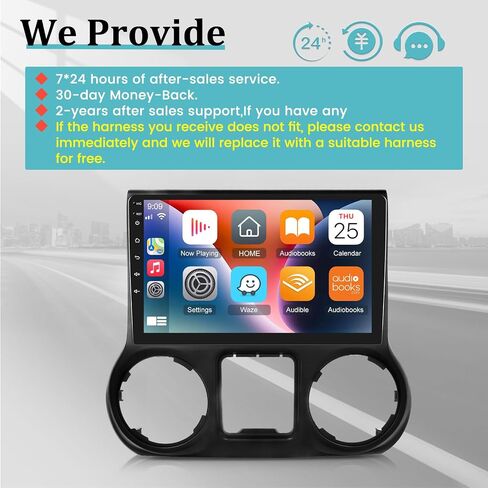 [2+64G] Android Car Radio for Jeep Wrangler 2011-2014 with Apple Carplay and Android Auto - 10.1 Inch Touchscreen Car Stereo Support GPS WiFi Bluetooth FM RDS + AHD Backup Camera + Mic in Kuwait