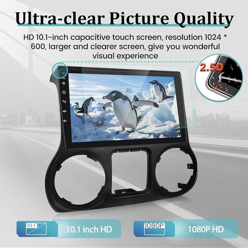[2+64G] Android Car Radio for Jeep Wrangler 2011-2014 with Apple Carplay and Android Auto - 10.1 Inch Touchscreen Car Stereo Support GPS WiFi Bluetooth FM RDS + AHD Backup Camera + Mic in Saudi Arabia