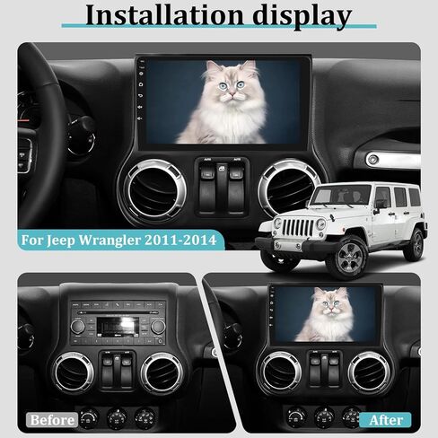 [2+64G] Android Car Radio for Jeep Wrangler 2011-2014 with Apple Carplay and Android Auto - 10.1 Inch Touchscreen Car Stereo Support GPS WiFi Bluetooth FM RDS + AHD Backup Camera + Mic in Saudi Arabia
