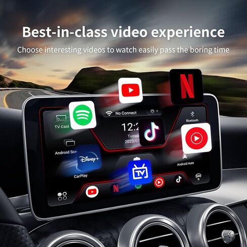 NUPSTE CarPlay Magic Box: محول Carplay لاسلكي 3 في 1 ومحول تلقائي Android لاسلكي مع Netflix YouTube Tiktok، وضع HDMI للسينما. لموديلات السيارات بعد 2016 مع Wired Carplay in Kuwait