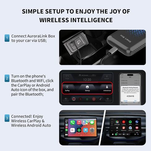 NUPSTE CarPlay Magic Box: محول Carplay لاسلكي 3 في 1 ومحول تلقائي Android لاسلكي مع Netflix YouTube Tiktok، وضع HDMI للسينما. لموديلات السيارات بعد 2016 مع Wired Carplay in Kuwait