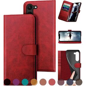 DuckSky for Samsung Galaxy S23 5G Genuine Leather Wallet case 【RFID Blocking】【4 Credit Card Holder】【Real Leather】 Flip Folio Book Phone case Protective Cover Women Men for SamsungS23 case Light Brown in Kuwait