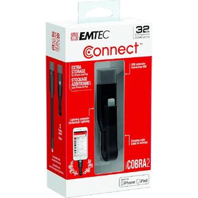 ايمتيك ذاكرة فلاش ECMMD32GT503V2B اي كوبرا للايفون 32 جيجا 3 في 1، اسود، موصل مزدوج USB 3.0 ولايتنينج مع شحن، توسيع الذاكرة الخارجية، لايفون وايباد وايبود in Kuwait