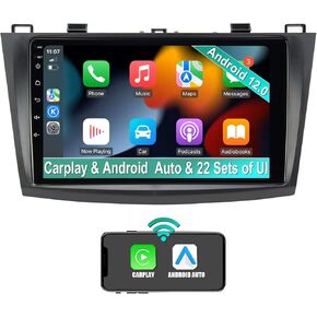 ستيريو راديو سيارة اندرويد 12 لسيارة مازدا 3 2010-2013، تشغيل لاسلكي بنظام اندرويد تلقائي ونظام تحديد المواقع GPS وشاشة IPS 9 انش وبلوتوث وتحكم في عجلة القيادة وراديو اف ام وايه ام وواي فاي 2+32GB in Kuwait