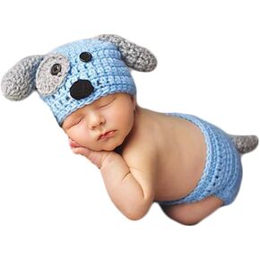 Zeroest Baby Photography Props Boy Girl Photo Shoot Outfits | Newborn Crochet Costume Infant Knitted Clothes Puppy Hat Shorts in Saudi Arabia