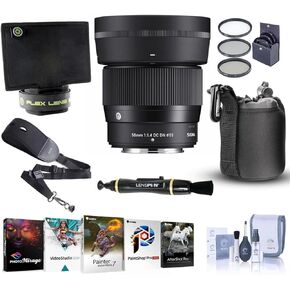 عدسة سيجما 56 مم f/1.4 DC DN المعاصرة لـ Fujifilm X، حزمة مع طقم فلتر 55 مم، ظل عدسة مرن، حقيبة عدسة، منظف العدسات، مجموعة التنظيف، مجموعة برامج الكمبيوتر، حزام حبال NS-3 in Kuwait