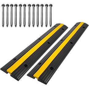Scinotec Rubber Speed Bumps 2 Pack of 1 Channel 6600Lbs Load Capacity Traffic Cable Protector Ramps with 12 Bolt Spikes for Garage (1 Channel, 2 Pack Speed Bump) in Saudi Arabia
