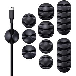 10 مشابك كابلات حاملات سلكية ذاتية اللصق لإدارة أسلاك الكابلات المثالية لتنظيم أسلاك الكابلات في المنزل والمكتب والسيارة ومنضدة المكتب (10-أسود) in Kuwait