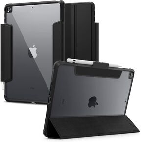 حافظة Spigen Ultra Hybrid Pro مصممة لجهاز iPad 10.2، حافظة iPad من الجيل التاسع (2021) / حافظة iPad من الجيل الثامن (2020) / حافظة iPad من الجيل السابع (2019) مع ظهر شفاف وحامل أقلام - أسود in Kuwait