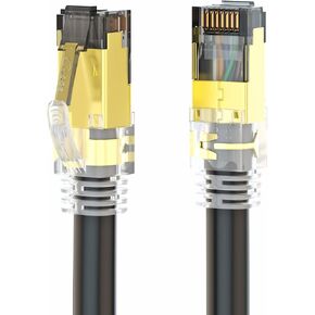 Cat 8 Ethernet Cable 3 ft, 40Gbps 2000MHz Shielded (S/FTP), 23AWG Bare Copper, Ultra-Flexible Patch Cord for Industrial Automation, Gaming, NAS, Server - Cat8/7/6a/6/5e Compatible in Saudi Arabia