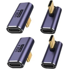 4Pack Middle Bend Right Angle 90 Degree USB C Type-C Adapter, Male to Female, 40Gbps PD 100W, Laptop, PC, Nintendo Switch in Kuwait