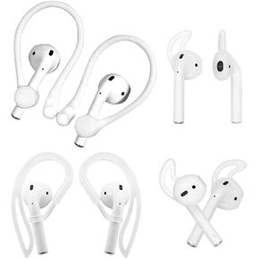 ALXCD Ear Hook Ear Tips Compatible with Airpod, 2 Pairs Over-Ear Soft TPU Ear Hook & 2 Pairs in-Ear Silicone Ear Tips in 1 Set [Anti Slip][Anti Lost], Fit for Airpod Headphone 1+1+2S, White in Saudi Arabia