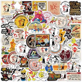 63Pcs Reddy Kilowatt Remember Kids Electricity Will Kill You Sticker Decals, Electrician Warning Caution Vinyl Waterproof Stickers for Water Bottle,Computer,Laptop,Car,Bumper,Helmet,Hard Hat in Kuwait