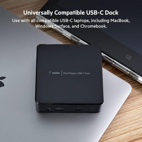 محطة إرساء Belkin USB C - محور USB مزدوج شاشة كمبيوتر 4K - HDMI مزدوج، Thunderbolt، USB، منافذ إيثرنت - محور USB C - توصيل طاقة 85 وات PD لأجهزة Macbook Pro وiPad Pro وChromebook المحمول in Kuwait