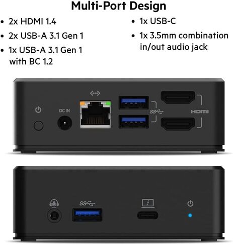 محطة إرساء Belkin USB C - محور USB مزدوج شاشة كمبيوتر 4K - HDMI مزدوج، Thunderbolt، USB، منافذ إيثرنت - محور USB C - توصيل طاقة 85 وات PD لأجهزة Macbook Pro وiPad Pro وChromebook المحمول in Kuwait