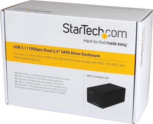 ستارتيك.كوم حاوية خارجية يو اس بي 3.1 (10 جيجابايت في الثانية) للاقراص الصلبة ساتا 2.5 بوصة - ريد - حاوية قرص صلب USB نوع سي ثنائية الاتجاه (S252BU313R)، اسود in Kuwait