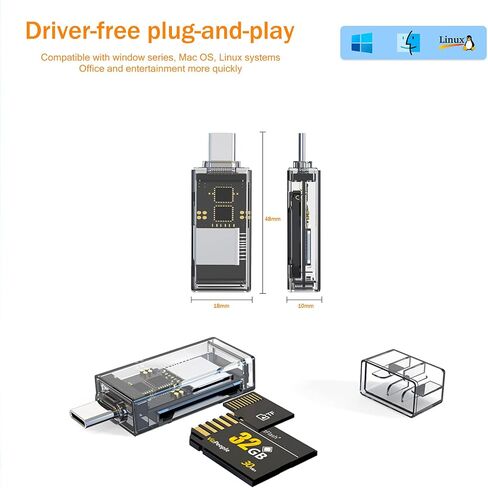 قارئ بطاقات SD USB للكمبيوتر الشخصي، بطاقة Micro SD الى محول USB، قارئ بطاقات USB مزدوج وUSB-C لقارئ بطاقة ذاكرة الكاميرا، قارئ بطاقات وانسورز للابتوب (عبوتان USB) in Saudi Arabia