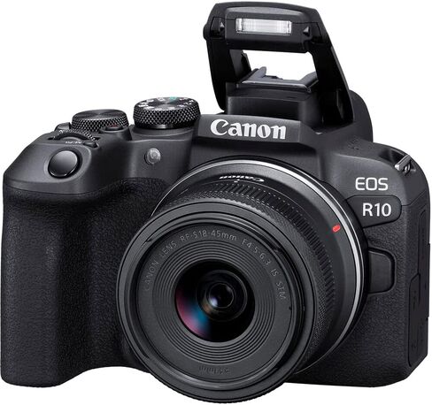 كاميرا Canon EOS R10 بدون مرآة مع عدسة مقاس 18-45 مم (5331C009) + بطاقة SD قوية سعة 64 جيجابايت من سوني + حقيبة + قارئ بطاقات + حامل ثلاثي مرن + حزام يد + محفظة ذاكرة + حافظة للغطاء + مجموعة تنظيف (متجددة) in Saudi Arabia