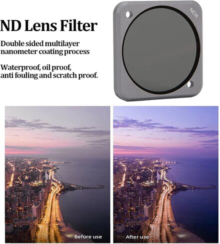Camera Lens Filter Set, Multi Coated Lens Neutral Density ND Lens Filters Replacement, ND4/ND8/ND16/ND32/ND64, for Action 2(ND64) in Saudi Arabia