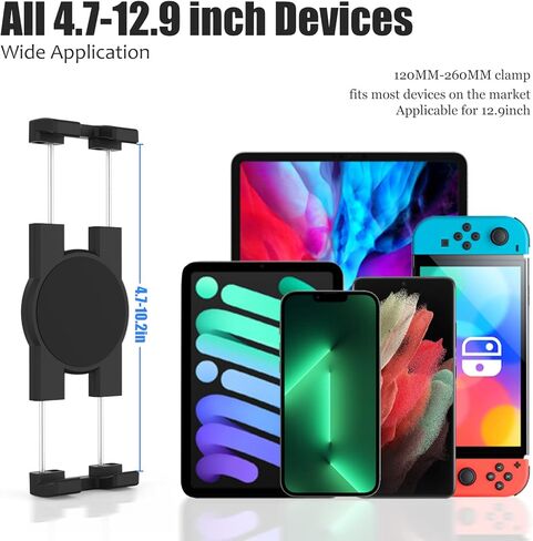 حامل الكمبيوتر اللوحي للسيارة Charchendo، مسند للرأس iPad/الهاتف للأطفال، قابل للتمدد 360 درجة قابل للتعديل بين متوافق مع iPad Pro Air Mini، iPhone، Galaxy Tabs، تبديل جميع الأجهزة مقاس 4-12.9 بوصة in Kuwait