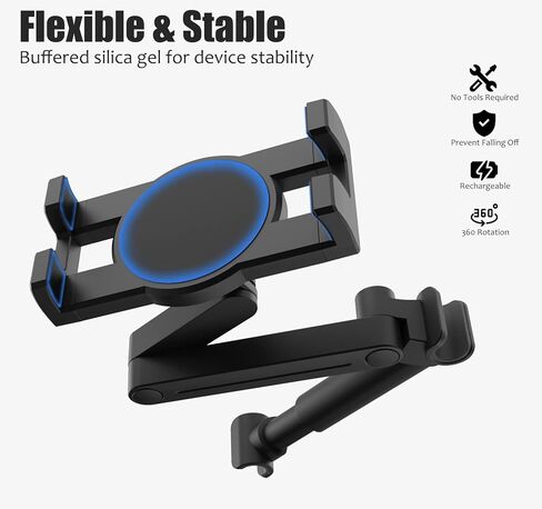 حامل الكمبيوتر اللوحي للسيارة Charchendo، مسند للرأس iPad/الهاتف للأطفال، قابل للتمدد 360 درجة قابل للتعديل بين متوافق مع iPad Pro Air Mini، iPhone، Galaxy Tabs، تبديل جميع الأجهزة مقاس 4-12.9 بوصة in Kuwait