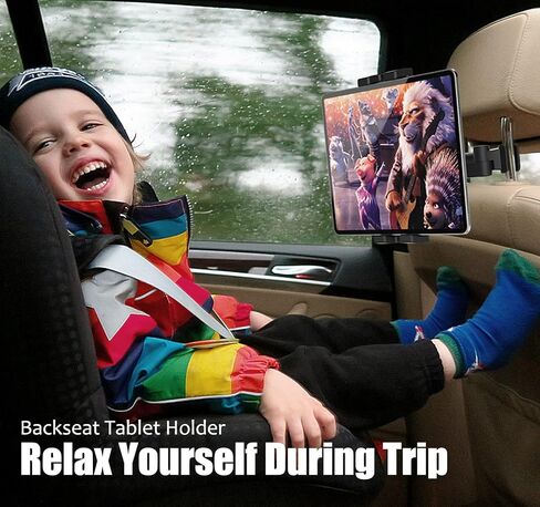 حامل الكمبيوتر اللوحي للسيارة Charchendo، مسند للرأس iPad/الهاتف للأطفال، قابل للتمدد 360 درجة قابل للتعديل بين متوافق مع iPad Pro Air Mini، iPhone، Galaxy Tabs، تبديل جميع الأجهزة مقاس 4-12.9 بوصة in Kuwait