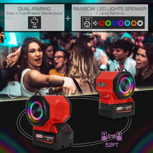 YEX-BUR مكبر صوت لاسلكي محمول لميلووكي m18 18 فولت بطارية لاسلكية خفيفة الوزن صغيرة في الهواء الطلق لمواقع العمل وحفلات السفر in Kuwait