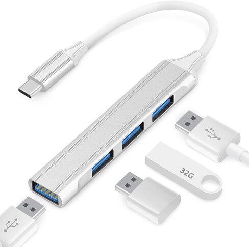 Teryeefi 4-in-1 USB C Adapter with 4 USB 3.0 Ports, Light Weight Slim Design USB Type C to USB 3.0 Adapter for MacBook Air Pro 2016-2022, iPad Pro, XPS, Pixelbook, and More, Space Grey in Saudi Arabia