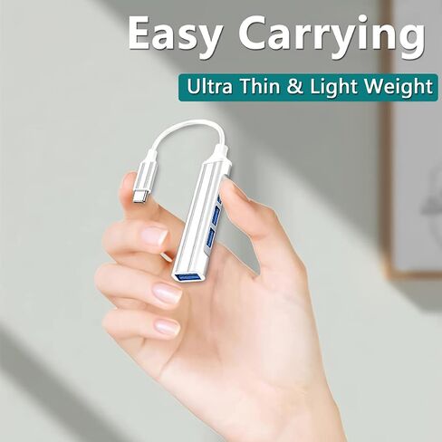 Teryeefi 4-in-1 USB C Adapter with 4 USB 3.0 Ports, Light Weight Slim Design USB Type C to USB 3.0 Adapter for MacBook Air Pro 2016-2022, iPad Pro, XPS, Pixelbook, and More, Space Grey in Saudi Arabia