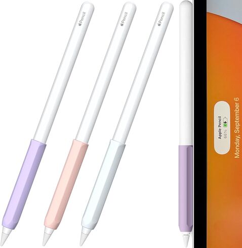 3 قطع من المقبض المريح لقلم Apple الجيل الثاني، غطاء حامل من السيليكون لقلم Apple الجيل الثاني (وردي، أرجواني، أبيض) in Kuwait