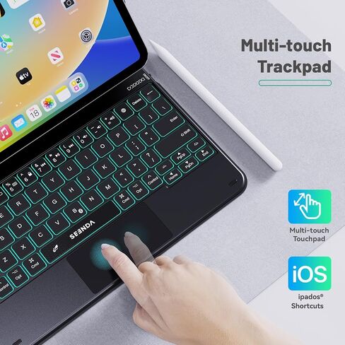 حافظة لوحة مفاتيح بحامل ناتئ مغناطيسي عائم من Seenda لجهاز iPad Pro 11، حافظة لوحة مفاتيح بإضاءة خلفية بلوتوث 7 ألوان لجهاز iPad Pro 11 بوصة الجيل الثالث/الثاني/الأول/الجيل الرابع من iPad Air، بطارية 800 مللي أمبير في الساعة in Saudi Arabia