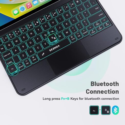 حافظة لوحة مفاتيح بحامل ناتئ مغناطيسي عائم من Seenda لجهاز iPad Pro 11، حافظة لوحة مفاتيح بإضاءة خلفية بلوتوث 7 ألوان لجهاز iPad Pro 11 بوصة الجيل الثالث/الثاني/الأول/الجيل الرابع من iPad Air، بطارية 800 مللي أمبير في الساعة in Saudi Arabia