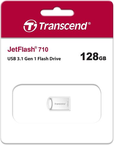 فلاش درايف جيت فلاش 710 يو اس بي 3.1/3.0 سعة 128 جيجابايت من ترانسيند (TS128GJF710S)، فضي in Kuwait