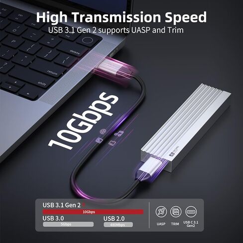 حافظة SSD بذاكرة مستديمة M.2 من سانزانج، USB 3.1 الجيل الثاني (10 جيجا) نوع C الى NGFF NVMe PCIe M-Key(B & M) دعم UASP لSSD مقاس 2280/2260/2242/2230، للمكتب المنزلي in Kuwait