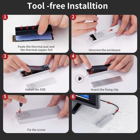 حافظة SSD بذاكرة مستديمة M.2 من سانزانج، USB 3.1 الجيل الثاني (10 جيجا) نوع C الى NGFF NVMe PCIe M-Key(B & M) دعم UASP لSSD مقاس 2280/2260/2242/2230، للمكتب المنزلي in Kuwait