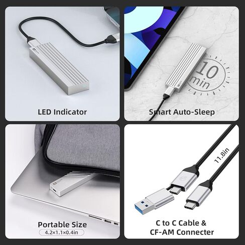 حافظة SSD بذاكرة مستديمة M.2 من سانزانج، USB 3.1 الجيل الثاني (10 جيجا) نوع C الى NGFF NVMe PCIe M-Key(B & M) دعم UASP لSSD مقاس 2280/2260/2242/2230، للمكتب المنزلي in Kuwait