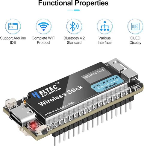 لوحة تطوير ESP32 وحدة IoT: شاشة OLED 0.47 انش تدعم لورا WI FI بلو توث BLE Ard uino، 240MHz ESP32 SX1262 LoRaWAN فلاش 64MB مع هوائي 868/915MHZ للمشهد الذكي in Kuwait