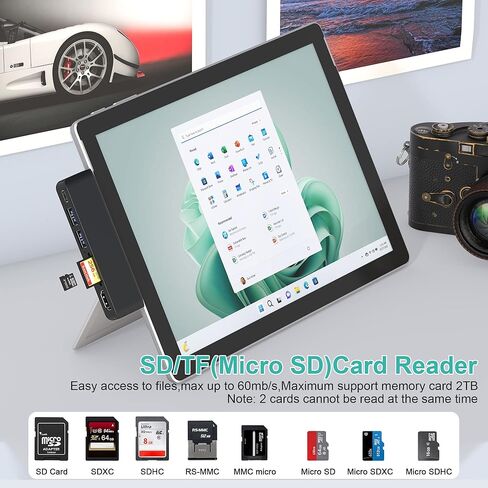 ملحقات سيرفس برو 9، قاعدة شحن سيرفس برو 8 مع منفذ HDMI 4K وUSB-C ثونربولت 4 (شاشة + بيانات + شحن بي دي)، USB 3.0×2، فتحة بطاقة SD TF، شاشة ثلاثية لجهاز سيرفس برو 9/X in Kuwait