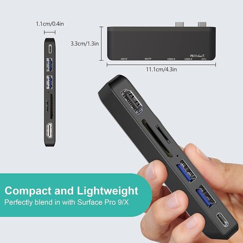 ملحقات سيرفس برو 9، قاعدة شحن سيرفس برو 8 مع منفذ HDMI 4K وUSB-C ثونربولت 4 (شاشة + بيانات + شحن بي دي)، USB 3.0×2، فتحة بطاقة SD TF، شاشة ثلاثية لجهاز سيرفس برو 9/X in Kuwait