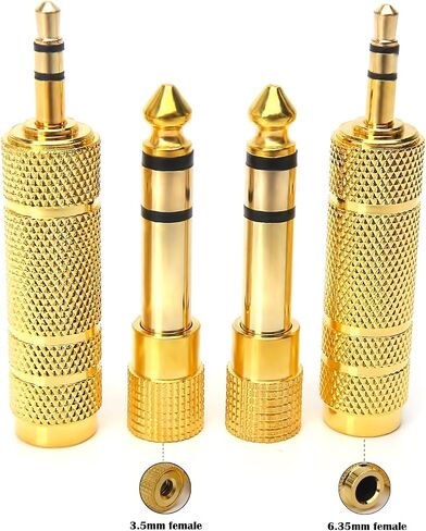 SiYear (5 عبوات 3.5 مم 1/8 بوصة قابس ذكر TRS إلى 6.35 مم 1/4 بوصة محول مقبس ستيريو أنثى - مطلي بالذهب، لسماعات الصوت وسماعات الرأس إلخ in Kuwait