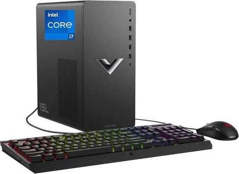 حزمة Victus 15L Gaming Desktop HyperX، الجيل الثالث عشر Intel Core i7-13700F، ذاكرة الوصول العشوائي 16 جيجابايت، 512 جيجابايت SSD، رسومات NVIDIA GeForce RTX 3060، Windows 11 Home، TG02-1030h (2023) in Saudi Arabia
