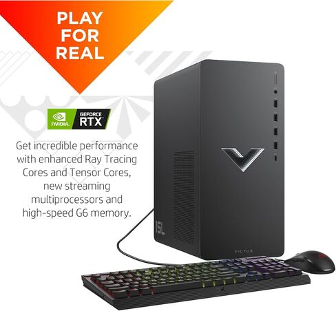 حزمة Victus 15L Gaming Desktop HyperX، الجيل الثالث عشر Intel Core i7-13700F، ذاكرة الوصول العشوائي 16 جيجابايت، 512 جيجابايت SSD، رسومات NVIDIA GeForce RTX 3060، Windows 11 Home، TG02-1030h (2023) in Saudi Arabia