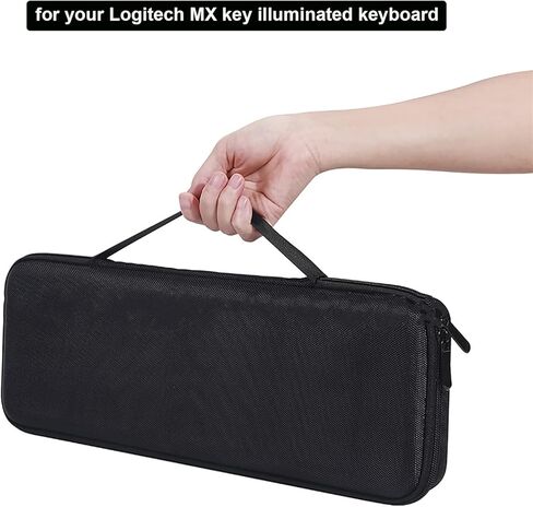 موشو حافظة صلبة لكيبورد لوجيتك ام اكس كيز المطورة اللاسلكية المضيئة، حقيبة تخزين حماية محمولة - اسود (بطانة رمادية) in Kuwait