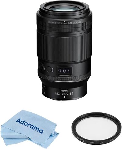 عدسة Nikon NIKKOR Z MC مقاس 105 مم f/2.8 VR S، حزمة مع مرشح ProOptic Pro Digital 62 مم متعدد الطبقات للأشعة فوق البنفسجية، وقطعة قماش للتنظيف in Kuwait